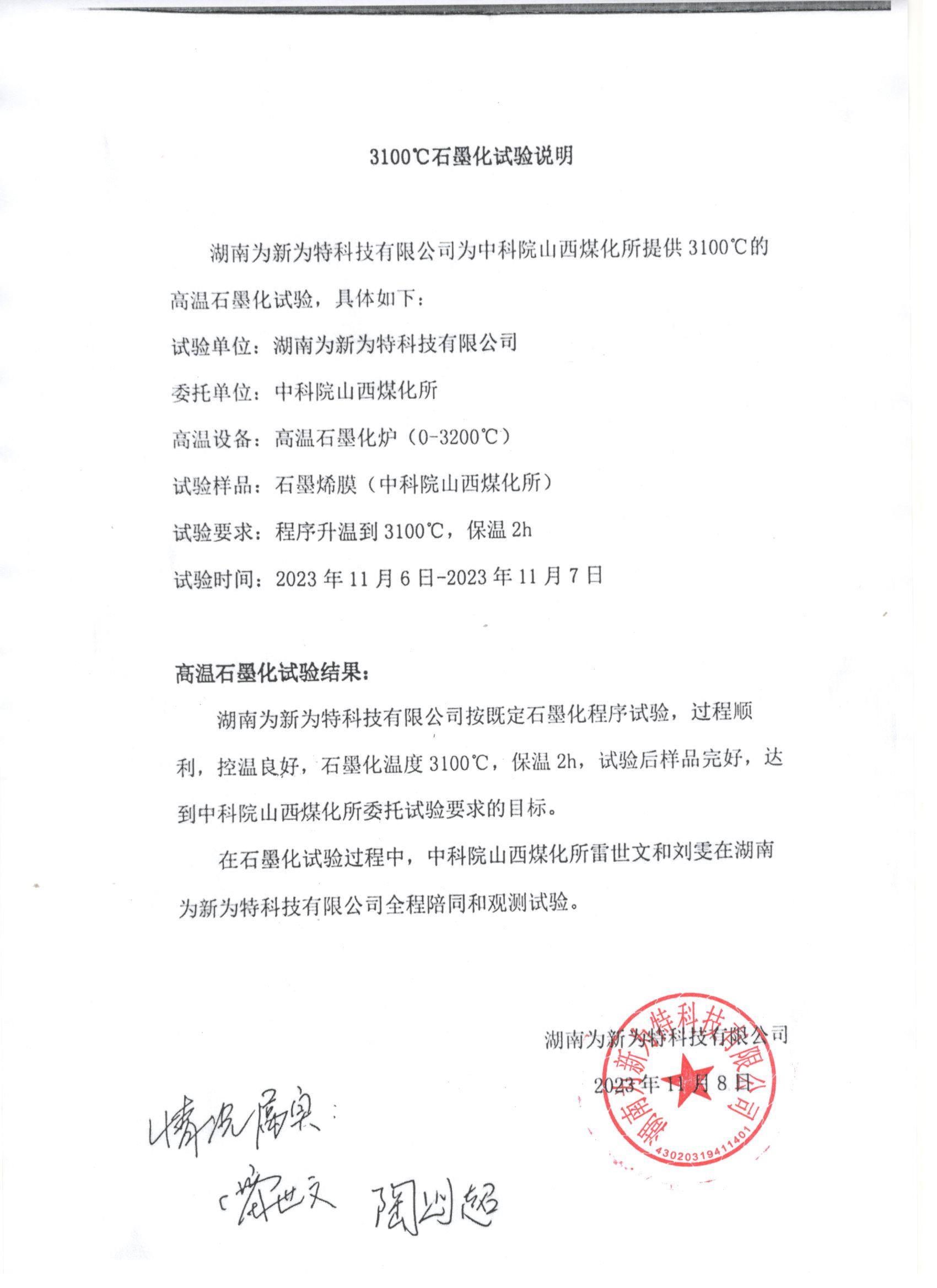 3100℃保溫2小時，測試結(jié)果成功